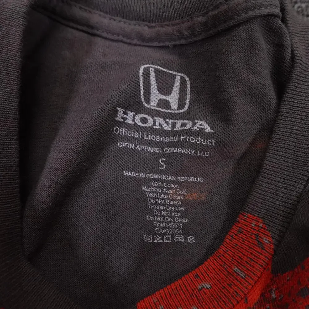 Honda CRX Shirt Mens Small Gray All Over Flames Racing Graphic Tee Double Sided
